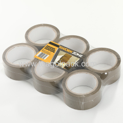 38micx48mmx50M 6PK OPP Packing Tape(LLC PE) Dark Brown Horizontal Shrink wrap/Flat Shrink wrap