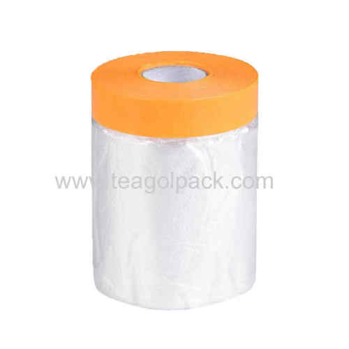 300mmx33M Washi Paper Pre-Taped Masking PE Film/300mmx33M Masking Film With Washi Tape Yellow