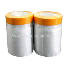 300mmx33M Washi Paper Pre-Taped Masking PE Film/300mmx33M Masking Film With Washi Tape Yellow