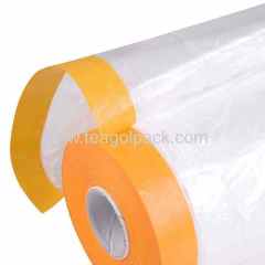 300mmx33M Washi Paper Pre-Taped Masking PE Film/300mmx33M Masking Film With Washi Tape Yellow
