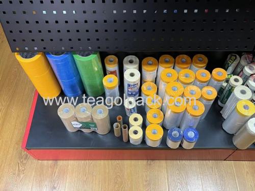 550mmx33M Rice Paper Pre-Taped Masking Film/550mmx33M Masking Film With Rice Paper Tape Yellow