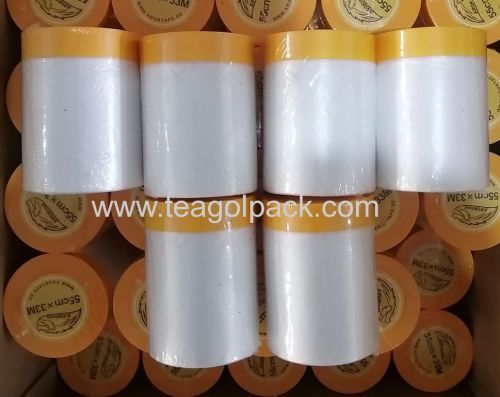 550mmx33M Rice Paper Pre-Taped Masking Film/550mmx33M Masking Film With Rice Paper Tape Yellow