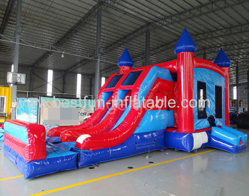 Marble Blue Red Bouncing castle 7 in 1 inflatable combo for sale