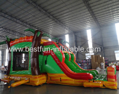 tropical fiesta 7 in 1 combo Inflatable Castle And Slide inflatable tropical combo bounce house