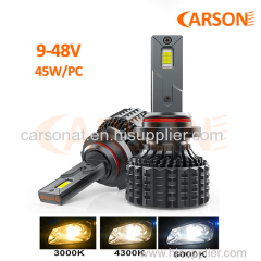 Carson 9-48V H7 Double Pipes Car LED Auto Headlight with 3000K 4300K 6000K Colors