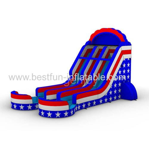 18ft all american double outdoor inflatable slide for kids long inflatable obstacle with pool swimming slide