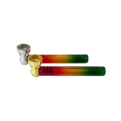 Glass Pipe with Metal Bowl Printed Different Motifs