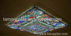 Printed Stained Glass Dome Handcrafted Dia. 4300mm Classique Stained Art Glass Dome Ceiling Tiffany Stained Glass Dome