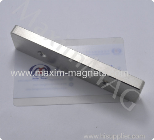 Long rectangular Neodymium bar Magnets with countersink and straight holes