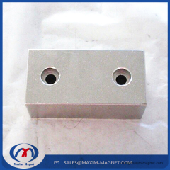 Super strong neodymium magnetic block with holes countersunk