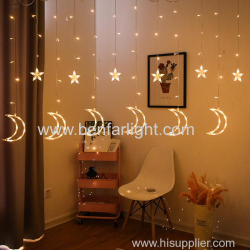 six small star six big moon led curtain light room decoration light