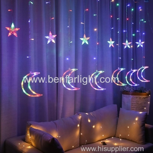 six small star six big moon led curtain light room decoration light