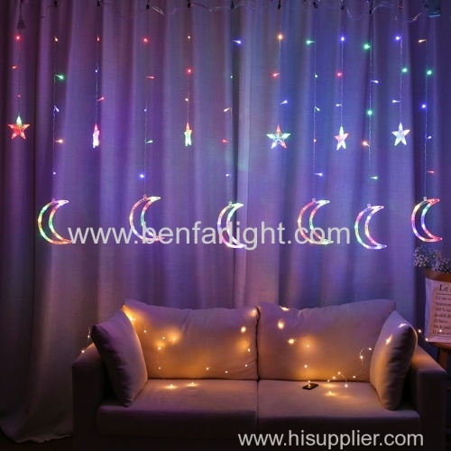 six small star six big moon led curtain light room decoration light