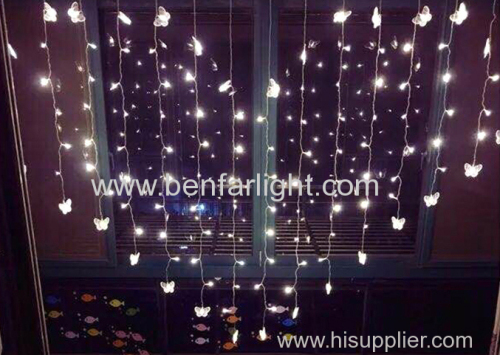 led heart-shaped curtain light with butterfly pendant room decoration
