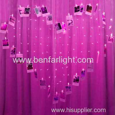 led heart-shaped curtain light with clip pendant room decoration