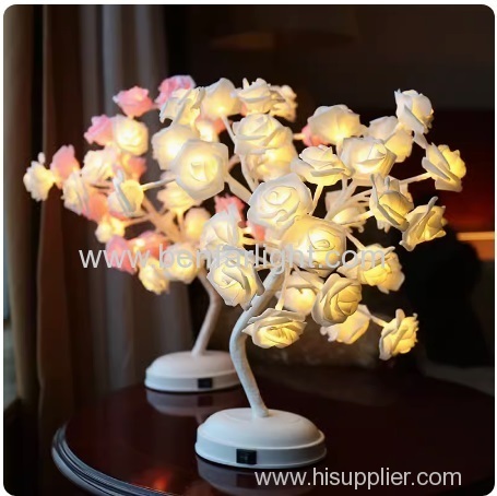 beautiful romantic roses cotton tree light