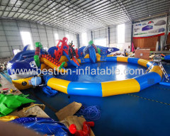 whale inflatable water park with big slide and pool giant water park