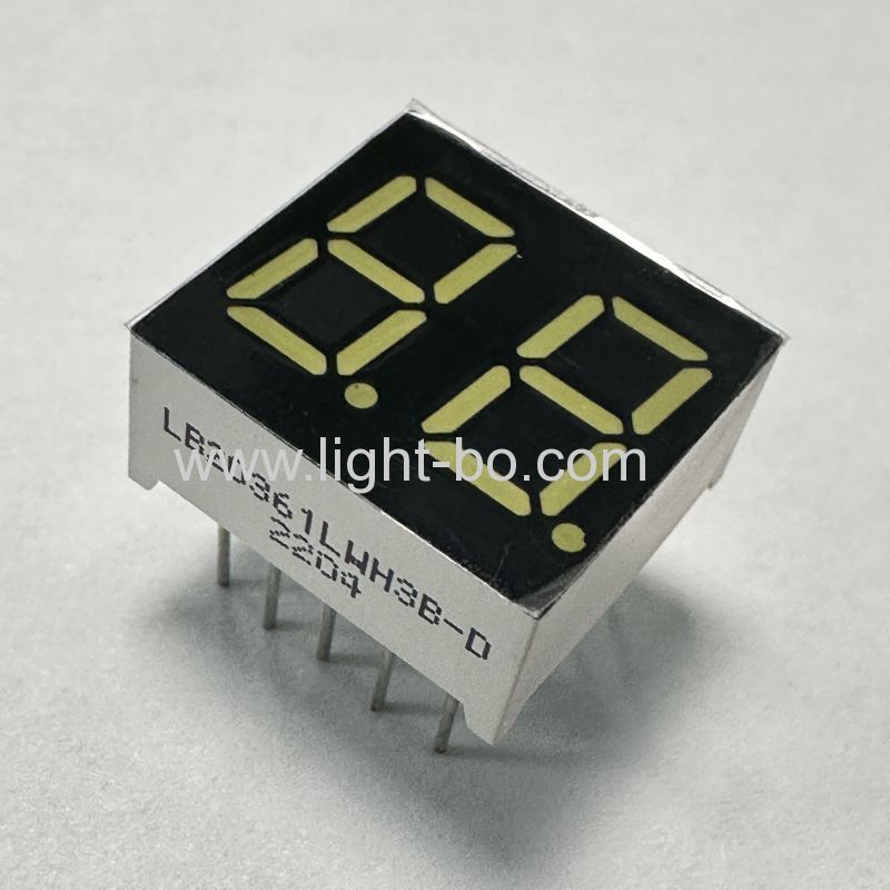 شاشة عرض LED بيضاء فائقة السطوع مقاس 9.2 مم (0.36 بوصة) مكونة من 7 قطاعات وكاثود مشترك مكون من رقمين للإلكترونيات الاستهلاكية