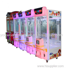 Youwo Coin Operated Cheap Crazy Toy 3 Claw Machine Midnight Maximum Tune 5 Game Doll Machine Singapore Supplier
