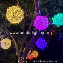 colorful led rattan ball light tree decoration round ball