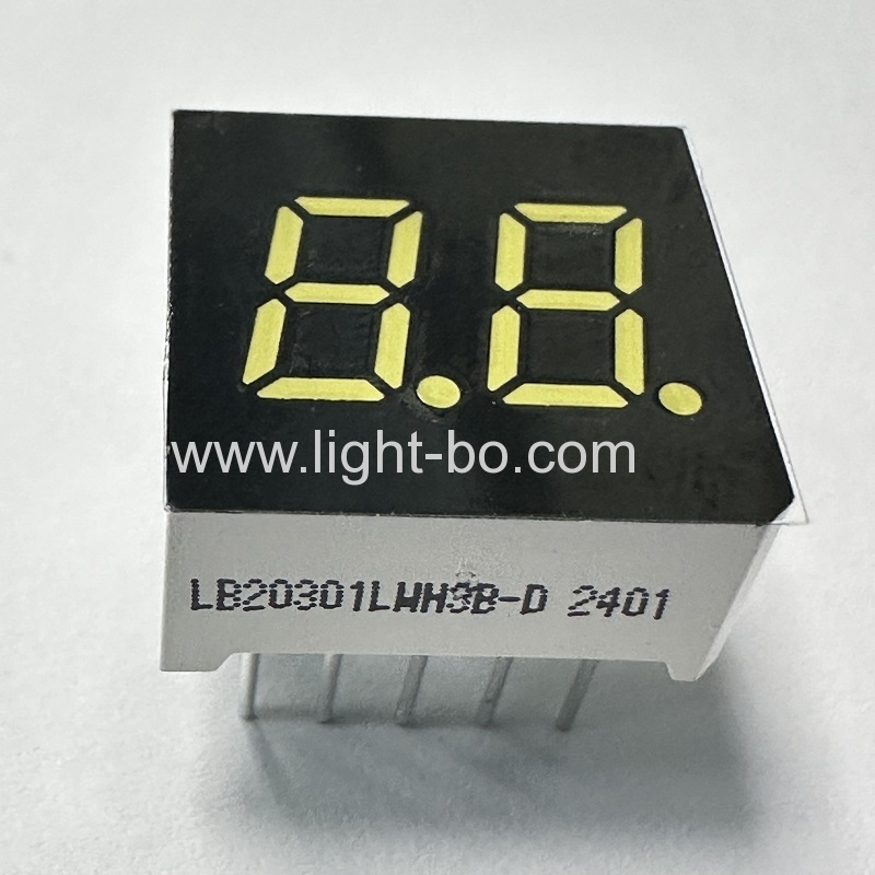Display LED ultra bianco da 0,3" a 2 cifre e 7 segmenti, a catodo comune, per elettrodomestici