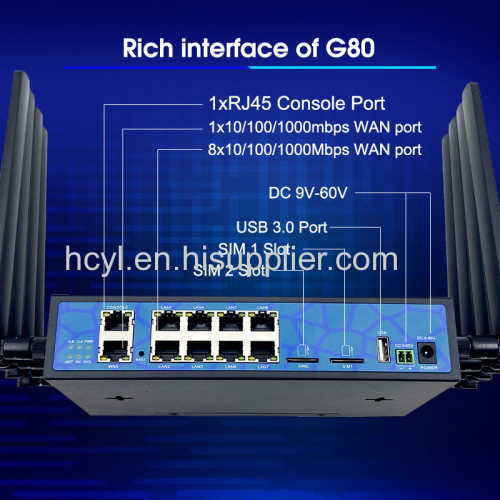 Huastlink Openwrt 4G 5G Dual SIM Card Router With 8 Gigabit LAN Port MTK7981 Wifi6 3000Mbps 9V-60V Power Gateway