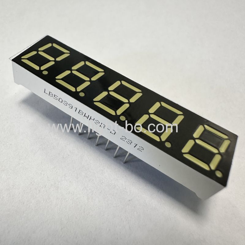 display led de 5 dígitos branco ultra brilhante de 0,39 polegadas e ânodo comum de 7 segmentos para controle de processo