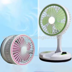 Desktop Portable Rechargeable Fold Fan Table Fan LED Light Outdoor Travel Fan