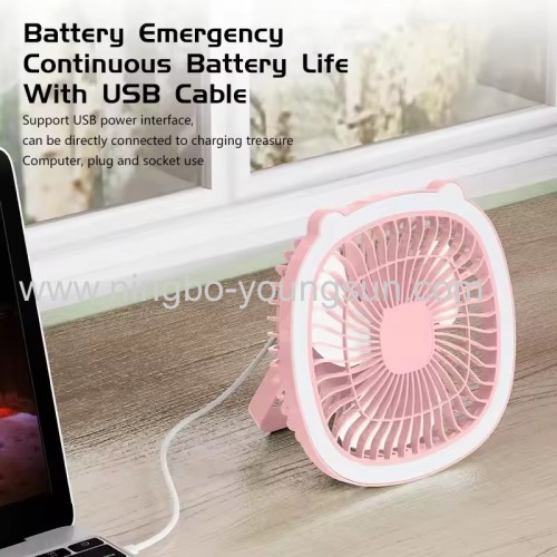 Small Held Ceiling Rechargeable Table Handle Electric Stand Desk USB Mini Fans with LED Light