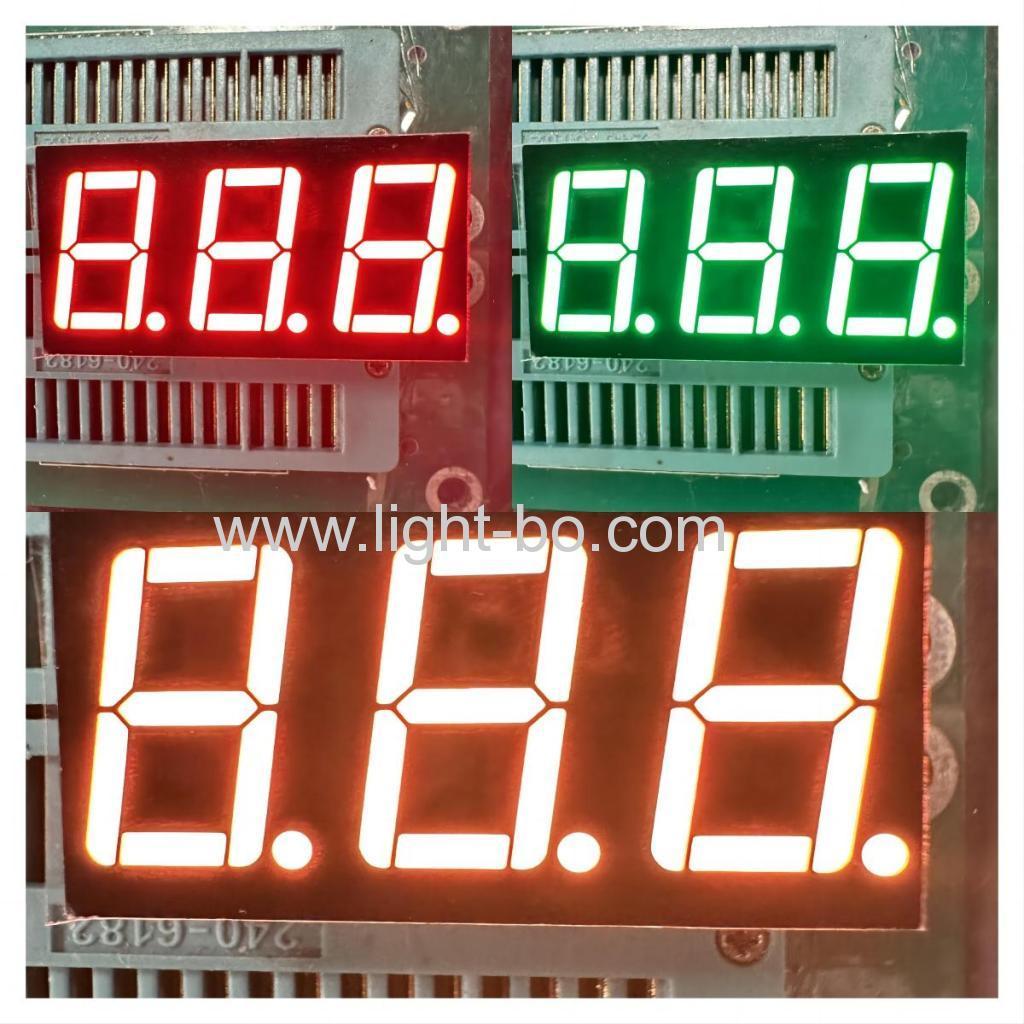 Tricolor vermelho/verde/laranja 3 dígitos 14,2 mm display led cátodo comum de 7 segmentos para controlador de temperatura