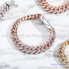 cubic zircon bling Cuban link bracelet