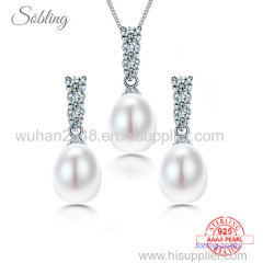 Cubic zircon pearl jewelry set