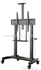 Modern Height Adjustable Electric Motorized LCD TV Support Floor Stand Mount Mobile TV Trolley Cart