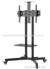 Outdoor Metal Rotating Floor Monitor Cart With Telescoping Ajustable Shelf LED 32