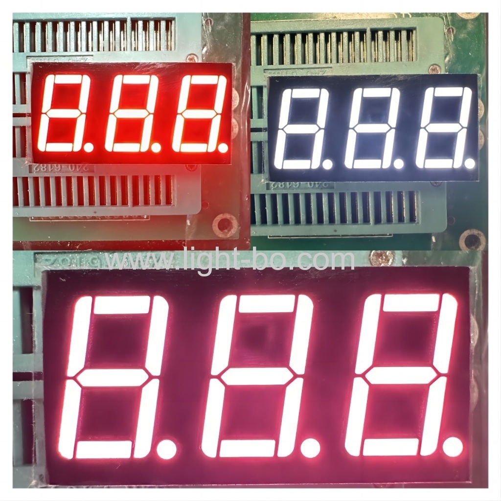 tricolor vermelho/branco/laranja 3 dígitos display led de 0,56 polegadas cátodo comum de 7 segmentos para indicador de temperatura