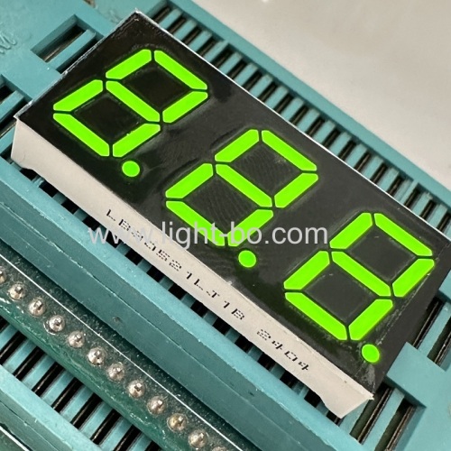 super brilhante verde 3 dígitos 13,2 mm 7 segmentos display led cátodo comum para controlador de temperatura