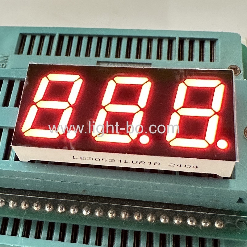 شاشة عرض LED حمراء فائقة السطوع ثلاثية الأرقام مقاس 0.52 بوصة مكونة من 7 قطاعات وكاثود مشترك لمؤشر درجة الحرارة