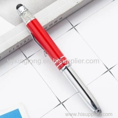 3 in 1 metal twist ballpoint pen with led light pen tip stylus ball point pen custom for promotion