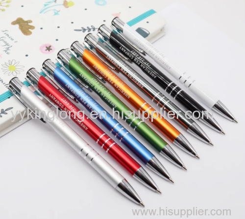 China professional manufacture luxury metallic promotional ball pen colorful metal ballpoint custom pen with logo pen