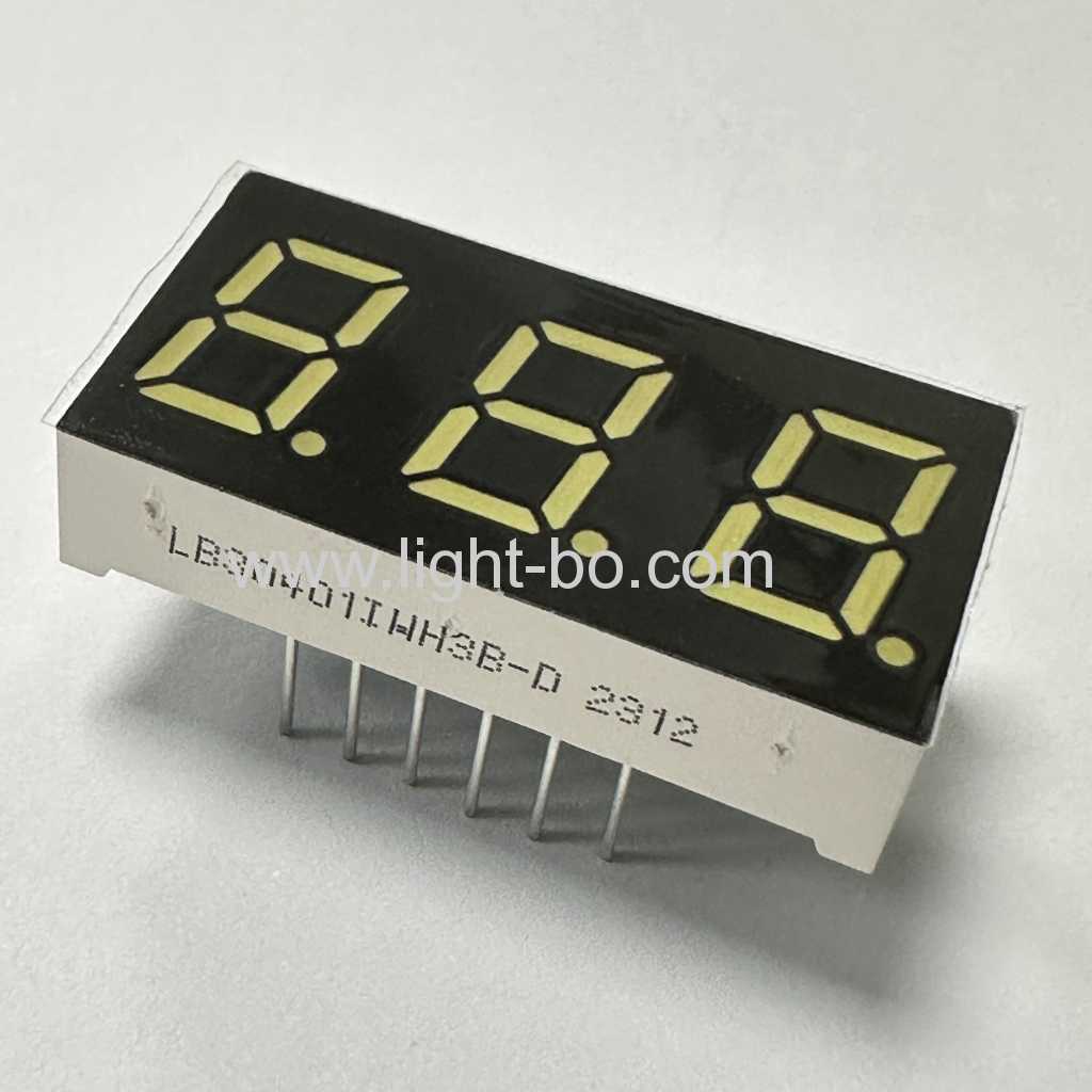 ultra brilhante branco 3 dígitos 10.16mm 7 segmentos display led ânodo comum para indicador de temperatura