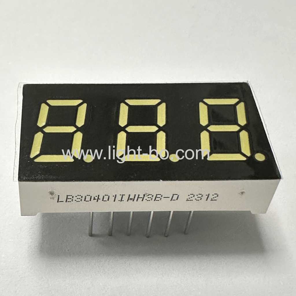 ultra brilhante branco 3 dígitos 10.16mm 7 segmentos display led ânodo comum para indicador de temperatura