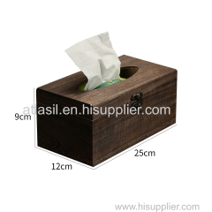 Hot Selling Wooden Tissue Holder Custom Carbonzied Paulownia Wood Tissue Box