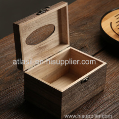 Hot Selling Wooden Tissue Holder Custom Carbonzied Paulownia Wood Tissue Box