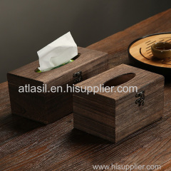 Hot Selling Wooden Tissue Holder Custom Carbonzied Paulownia Wood Tissue Box