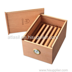 High Quality Wooden Cigar Humidor Unfinished Cedar Wood Cigar Storage Box with Humidometer