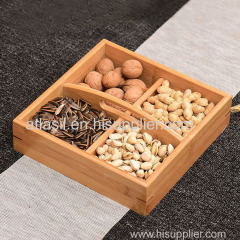 Home Decoration Wooden Snack Box Bamboo Wood Snack Storage Box With Handle