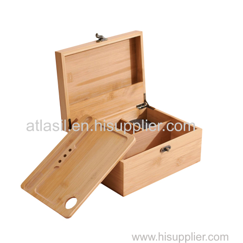 High Quality Wooden Stash Box Unfinished Bamboo Wood Stash Box With Divider