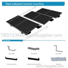 Railless solar ballast mounting for flat roof