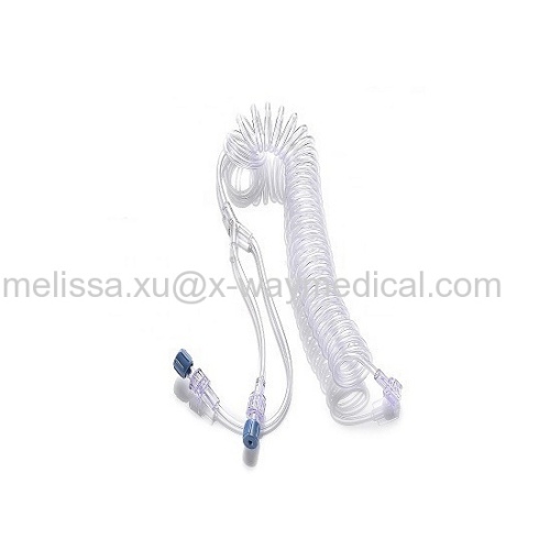 350psi 2500mm 96 inch MRI coiled Y Connector Curly Tubing y connecting tube with Dual female male luer Check Valves for