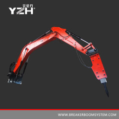 pedestal boom rock breaker system